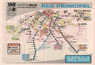 Mapa del recorrido del Metrobus en La Habana
